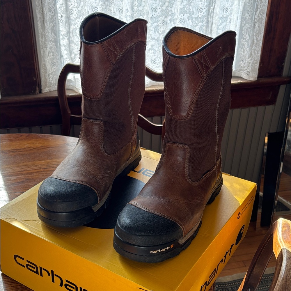 Carhartt Brown Slip On Steel Toe Waterproof Boots 10 inch Size 12